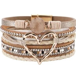 Gold and Silver Heart Charm Bracelet